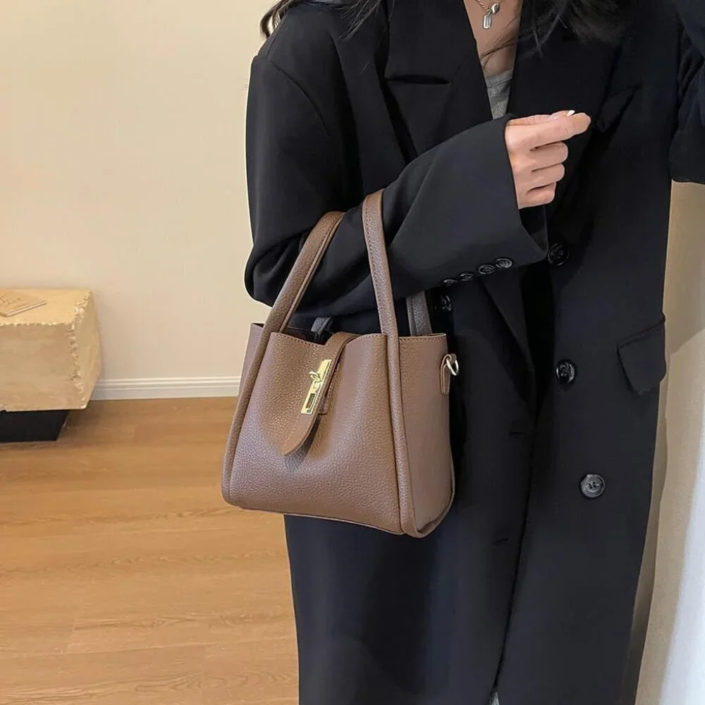 Women Bucket Bag Leather Crossbody Small Handbag Vintage Shoulder Purse